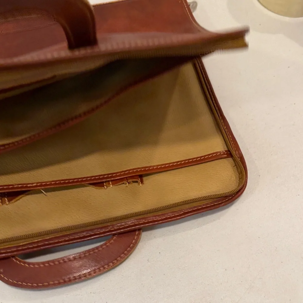 Italian Burnished Leather Men's Briefcase